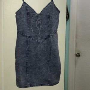 Denim Lace Up Dress